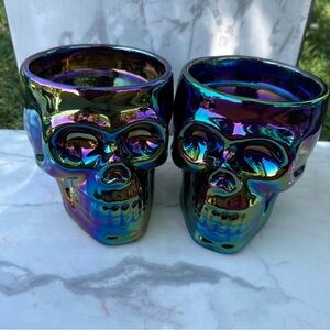 Skull Multicolor Ceramic Candle Holder, Glossy Modern Decor for Jar Candle (2)